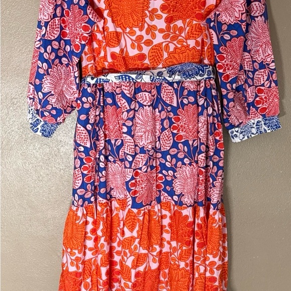 NWT Boden | Alba Tiered Firecracker Gardenia Swirl Cotton Maxi Dress Sz 20-22R - Picture 7 of 11